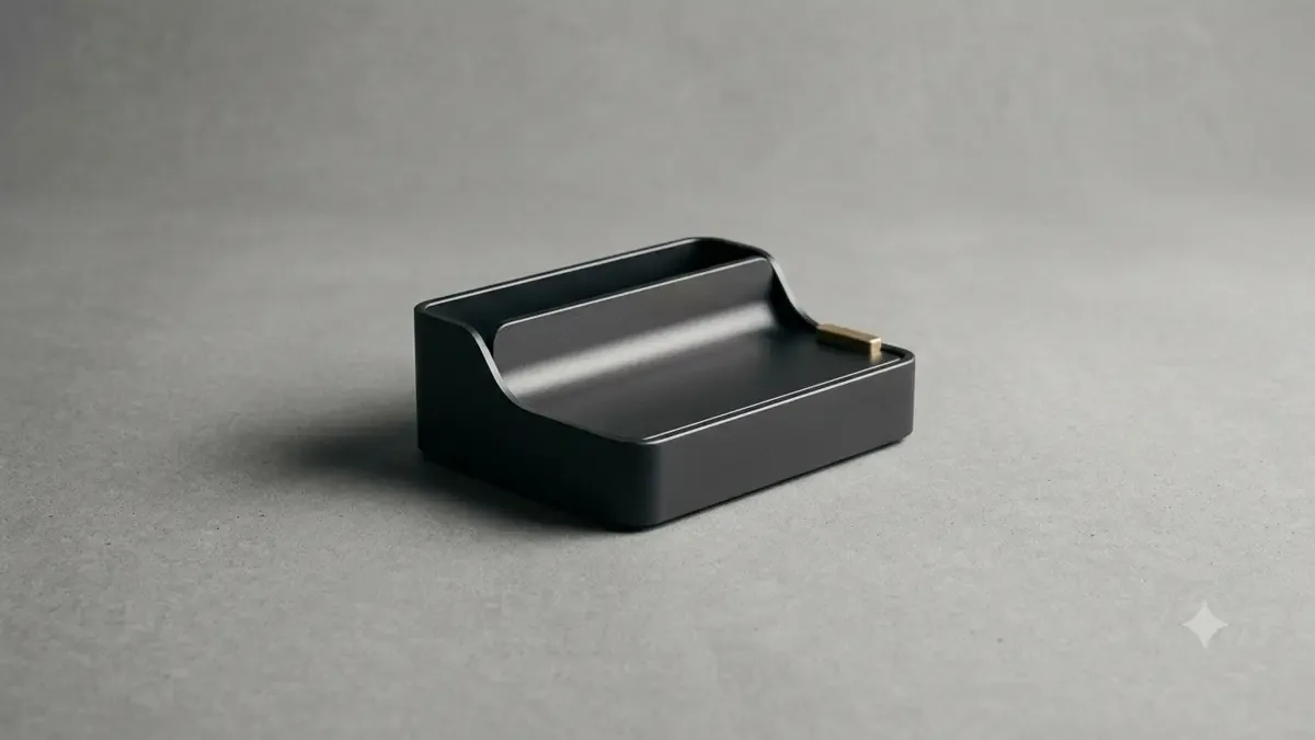 Objeto de diseño industrial minimalista sobre fondo neutro